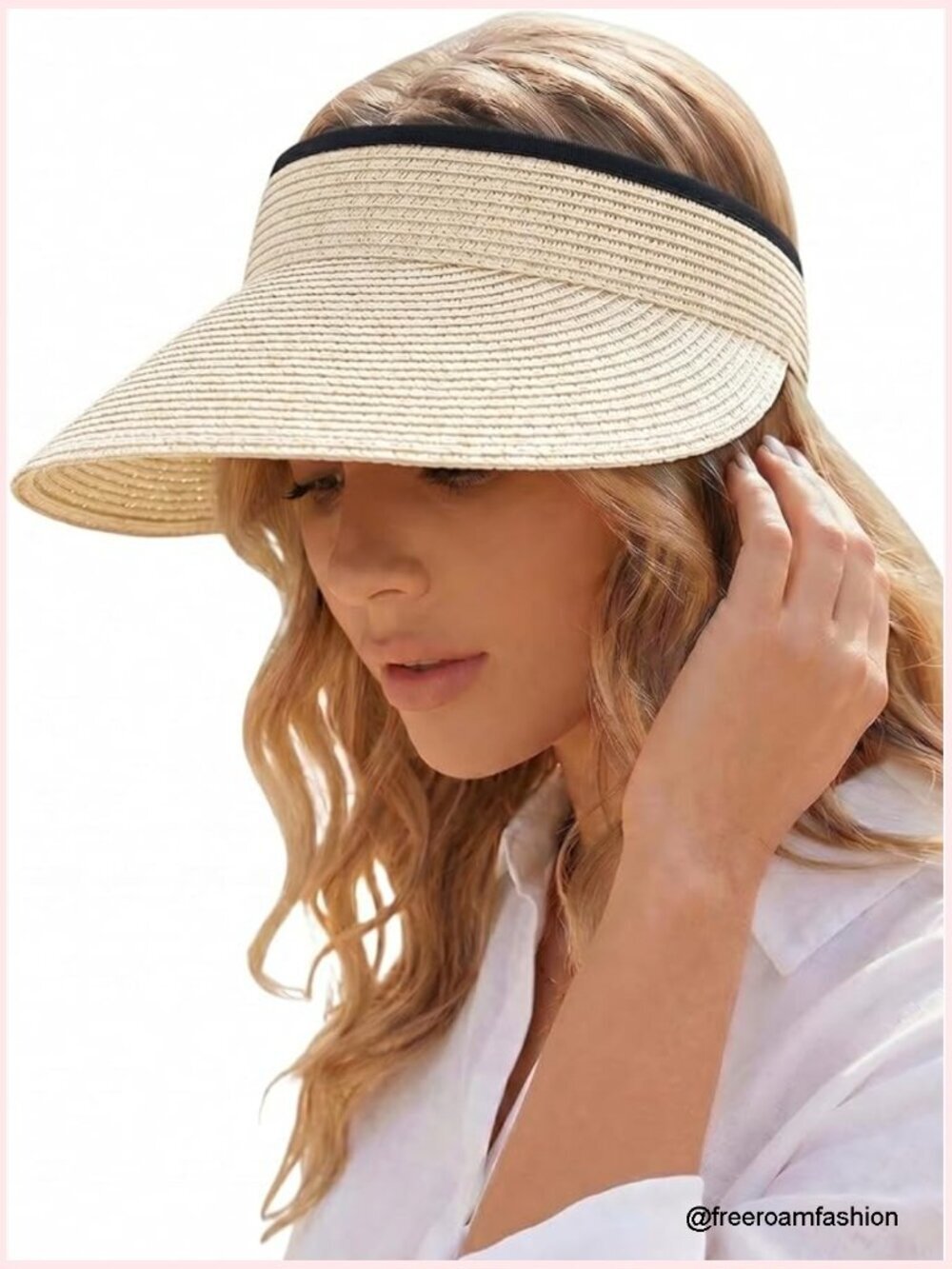 Women's Sun Visor Hat UPF 50+ Foldable Packable Travel Beach Ponytail Friendly